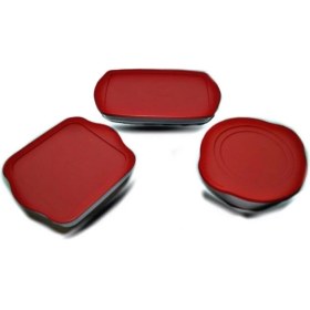 Resim Paşabahçe 3 Lü Kapaklı Borcam Tencere - Tepsi Seti 