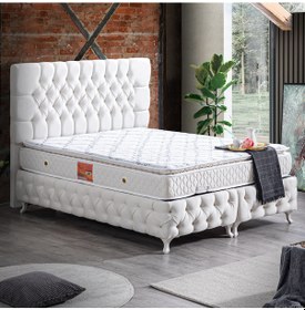 Resim Setaymobilya Baza, Cappy Krem Mdf Baza + Başlık + Real Pedli Yatak 