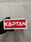 Resim Kırmızı Renk Üzeri Beyaz Renk Kaptan Yazılı Vantuzlu Cam Süsü 