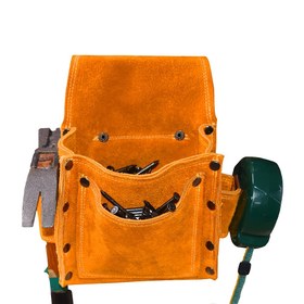 Resim Deri Alet Çantası, Elektrikçi ve Marangozlar için Vidalara, Çivilere Özel Alet Kemeri Aksesuarı 