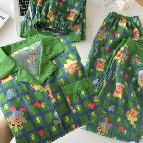 Resim Kadınlar için Pijama Takımı, Yaz 3 Adet Kıyafet 2025 Yeni Stil Kısa Kollu Şort Uzun Pantolon Sevimli Karikatür Tatlı Kadın Ev Giyimi Seti 