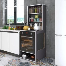 Resim Kenzlife ankastre fırın dolabı ismihan gri 165*60*56 mutfak raflı 