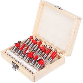 Resim Sones Ahşap İşleme Freze Kesici Seti Kesme Makinesi Kafası Elektrikli Ahşap Frezeleme Gravür Makinesi Kesici, Stil: Kırmızı 1/2 Saplı 12 Adet 