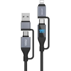 Resim Lenyes LC542 Dijital Göstergeli 4in1 USB-A - Type-C + Type-C to Lightning 100W 1M - Siyah 