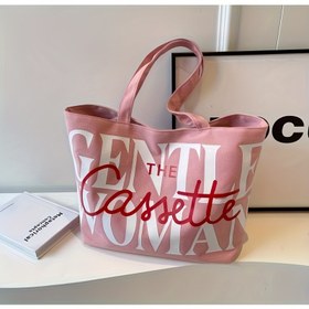 Resim Kadınlar için Kore Niche Tuval Çantası, Yeni Moda Büyük Kapasiteli Tote Çanta, Harf Tasarımı ile Omuz Sınıfı Çantası 