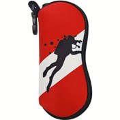Resim 1 adet Dalış Tasarımlı Fermuarlı Moda Gözlük Kılıfı - Ultra Hafif Neopren Kauçuk Cüzdan, Kırmızı Siyah & Beyaz Grafikli, Tüm Gözlük Tiplerine Uygun, Erkekler ve Kadınlar için Üniseks 