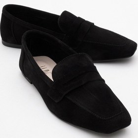 Resim Luvi Shoes Morne Siyah Süet Hakiki Deri Kadın Loafer Ayakkabı SIYAH SUET 