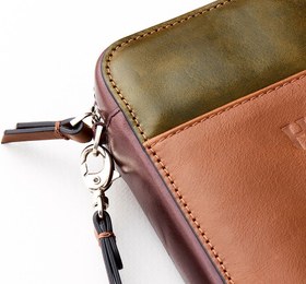 Resim Carlyle Erkek Deri Bilek Askılı Clutch Çanta - Lacivert Haki 