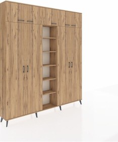 Resim Arges Dolap 18 Raflı 9 Kapaklı 220x30x243 Çam-çam/çam Atlas Çam/atlas Çam 