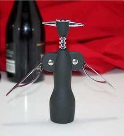 Resim Paslanmaz Çelik Tirbuşon Açacak Siyah Şarap Açacağı Siyah 