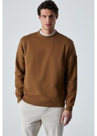Resim Grimelange OLLIE Erkek Bisiklet Yaka Regular Uzun Kollu Nakış Detaylı Koyu Kahverengi Sweatshirt 