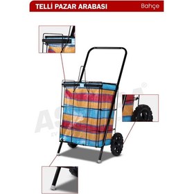 Resim Asvera Kalın Telli Katlanabilir Pazar Arabası - Büyük Boy Sağlam Market Alışveriş Arabası 