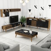Resim Variant Milan 3 Lü Salon Takımı - Ceviz / Siyah Mermer 