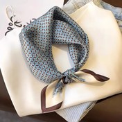 Resim 1 adet Şık Mavi ve Kahverengi Geometrik Kare Eşarp - Nefes Alabilen, Hafif Polyester, Bahar ve Yaz Modası için Mükemmel, İdeal Anneler Günü Hediyesi, Sevimli Eşarp 