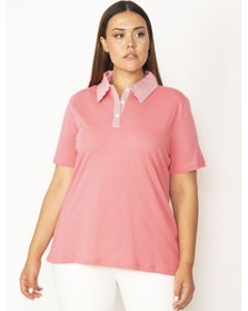 Resim Şans Kadın Pembe Pamuklu Kumaş Polo Yaka Ön Pat Düğmeli Bluz 65n27823-pembe Pembe 