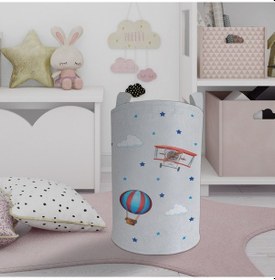 Resim Mekta Home Bebek Ve Çocuk Odası Uçak Ve Uçan Balon Desenli Oyuncak Sepeti Renkli Çok Renkli 