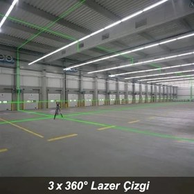 Resim Lidyahan Store KBL34G 40 Metre Profesyonel Li-Ion Şarjlı 3X360⁰ Otomatik Hizalamalı Yeşil Çapraz Çizgi Lazer Distomat 