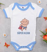 Resim Bitmeyen Kartuş Bk Kids Süper Kızan Tasarımlı Mavi Bebek Body Zıbın-1 