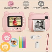Resim İMEXTECH Cmr14 Pembe Dijital Video Fotoğraf Çocuk Kamerası Anlık Termal Resim Kağıt Baskılı Yazıcı 