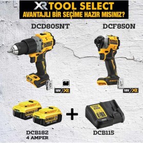Resim Dewalt DCD805NT (90 NM)+DCF850NT ( 200 Nm )+2x4 Ah Akü+ 1 Adetdolum Cihazı 
