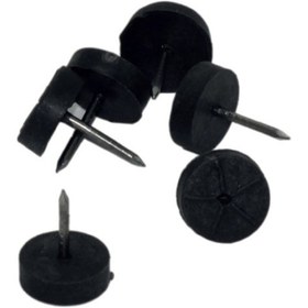 Resim Plastik Siyah Kabara Ayak Çivili 15 mm Masa Sandalye Ayak Çivili Parke Çizdirmez Ayak Çivili Ses Önleyici Ayak Çivili(24 Adet) 