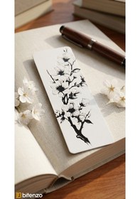 Resim Bahar Dalı Ve Çiçek Motifli Kabartma Dokulu Kitap Ayracı - Minimalist Beyaz Estetik Kitap Aksesuarı 