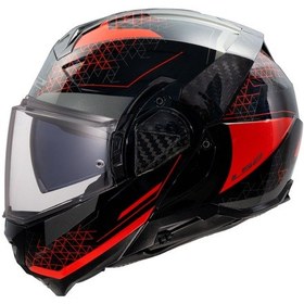 Resim Ls2 Advant 2 Astral Çene Açılır Kask Kırmızı - Siyah 