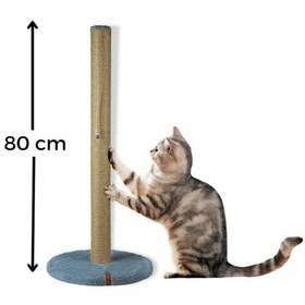 Resim 80 Cm Tırmalama Tahtası Silindir Taban Uzun Catnipli Tırmalama Tahtası Gri 