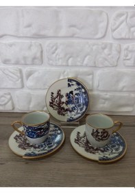 Resim Konyax Ancora 4 Parça 2 Kişilik Porselen Türk Kahvesi Fincan Takımı Çok Renkli 