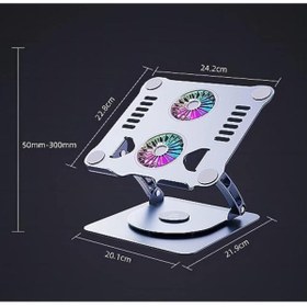 Resim STOREMAX Metal Laptop Standı 360 Derece Dönebilir Rgb Çift Fanlı Premium Serisi Notebook Tutucu Alüminyum Yük 