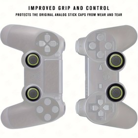 Resim 4 Adet XAHPOWER Silikon Işıklı Kumanda Kolu Kavramaları, PS4/PS3/PS2/Xbox One/360 için Yeniden Kullanılabilir Tak-Çıkar Analog Çubuk Başlıkları, Gelişmiş Kontrol ve Aşınma Koruması 