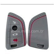 Resim Lüx Bmw F15 G20 F48 F39 X5 X6 Üçgen Tip Gri Renk Silikon Anahtar Kılıfı 1.ci Kalite 
