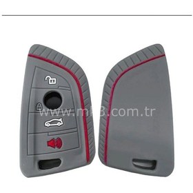 Resim Lüx Bmw F15 G20 F48 F39 X5 X6 Üçgen Tip Gri Renk Silikon Anahtar Kılıfı 1.ci Kalite 