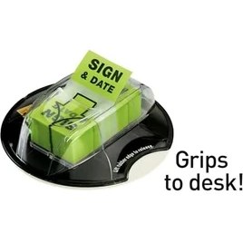 Resim "sign And Date" Bayrakları, 200/MASA Kavrama Dispenseri, 1 Dispenser/paket, 1 "geniş, Parlak Yeşil (680-HVSD) 