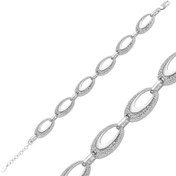 Resim Bracelet femme ovale en pierre argentée 