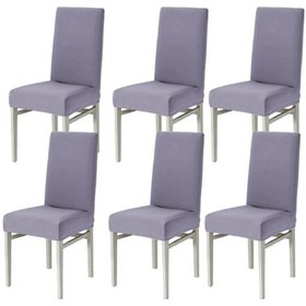Resim 6li Sandalye Kılıfı Yıkanabilir Likralı Esnek Lastikli Sandalye Örtü 6li Ekonomik Paket Koyu Gri 