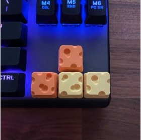 Resim Pureysma Peynir Temalı Keycap Seti (4’lü) - Mekanik Rgb Klavye Uyumlu Renkli Cheese Tuş Takımı 
