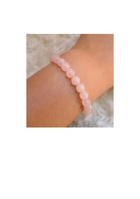 Resim Gümüştel El Sanatları Sertifikalı Pembe Kuvars Doğal Taş Bileklik 8 Mm Çok Renkli 
