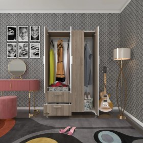 Resim Kenzlife gardırop 4 kapaklı kapılı 2 çekmeceli gonca 168*100*42 crd ayaklı gardolap dolap 