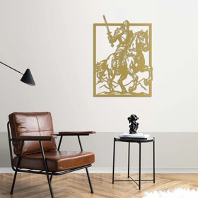 Resim Şövalye Fırtınası Metal Duvar Dekoru - 70x50 cm / Altın 