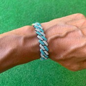 Resim RICH BABY BLUE DIAMOND MIAMI BRACELET 14mm 