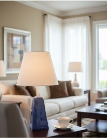 Resim Dekoratif Üçgen Prizma Seramik Abajur Abj0011 