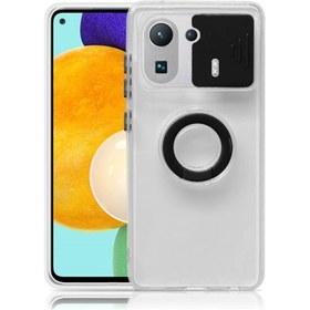 Resim Ally Xiaomi Mi 11 Pro Kılıf Sürgülü Kamera Lens Korumalı Yüzük Standlı Silikon Kılıf 