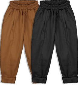 Resim 2'Li Paket %100 Pamuk Keten Carrot Pantolon ( Kahve&Siyah ) - 7 Yaş 