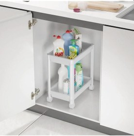 Resim 2 Katlı Tekerlekli Mutfak Tezgah Altı, Deterjanlık - Al4696 Beyaz 