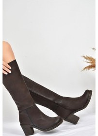 Resim Fox Shoes Kahverengi Kalın Topuklu Kadın Çizme C674250309 