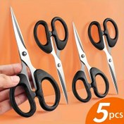 Resim 5 adet Çok Amaçlı El Sanatları Makası Seti - Dayanıklı Paslanmaz Çelik Bıçaklar, Konfor için Ergonomik Tutacaklar - Ofis, Ev, Dikiş, Kağıt ve Sanat Projeleri için İdeal 