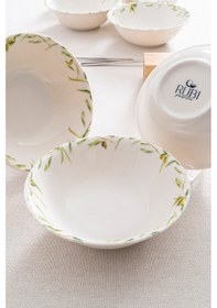 Resim Olive Zeytin Desenli 16 Cm 6 Lı Porselen Çorba Kasesi Seti Premium Akdeniz Koleksiyonu Yeşil 