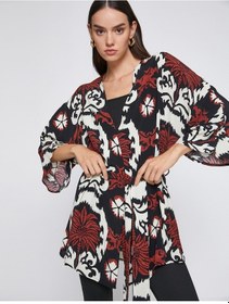 Resim Koton Desenli Kuşaklı Kimono Siyah Desenli 3wak50006cw 3WAK50006CW9D9 Siyah 