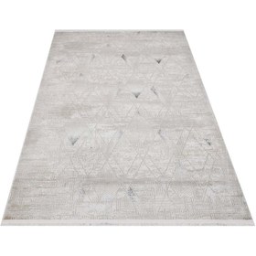 Resim Moda 1096 Gri Geometrik Pamuk Makine Halısı - Gri / 120 x 350 